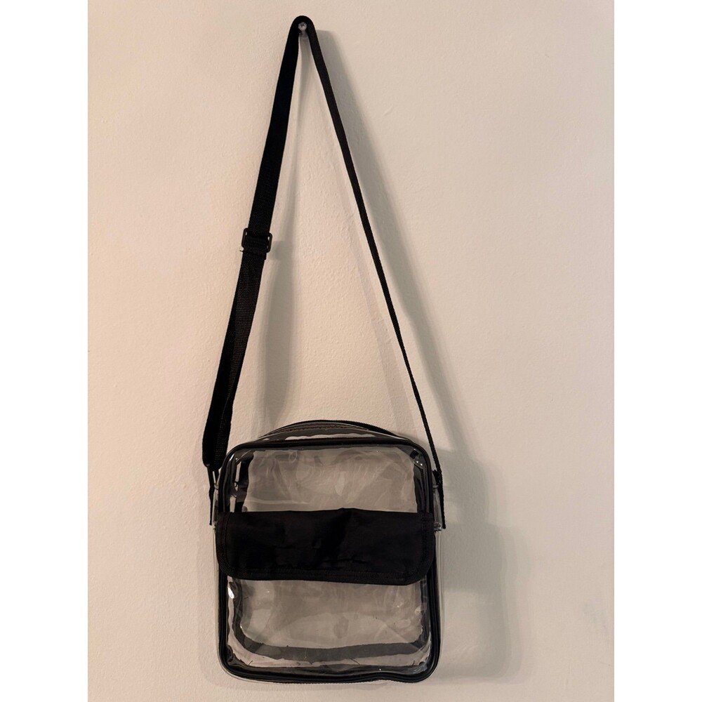 Stadium Approved Clear Crossbody Bag - Concert & Game Day Purse Black Trim
